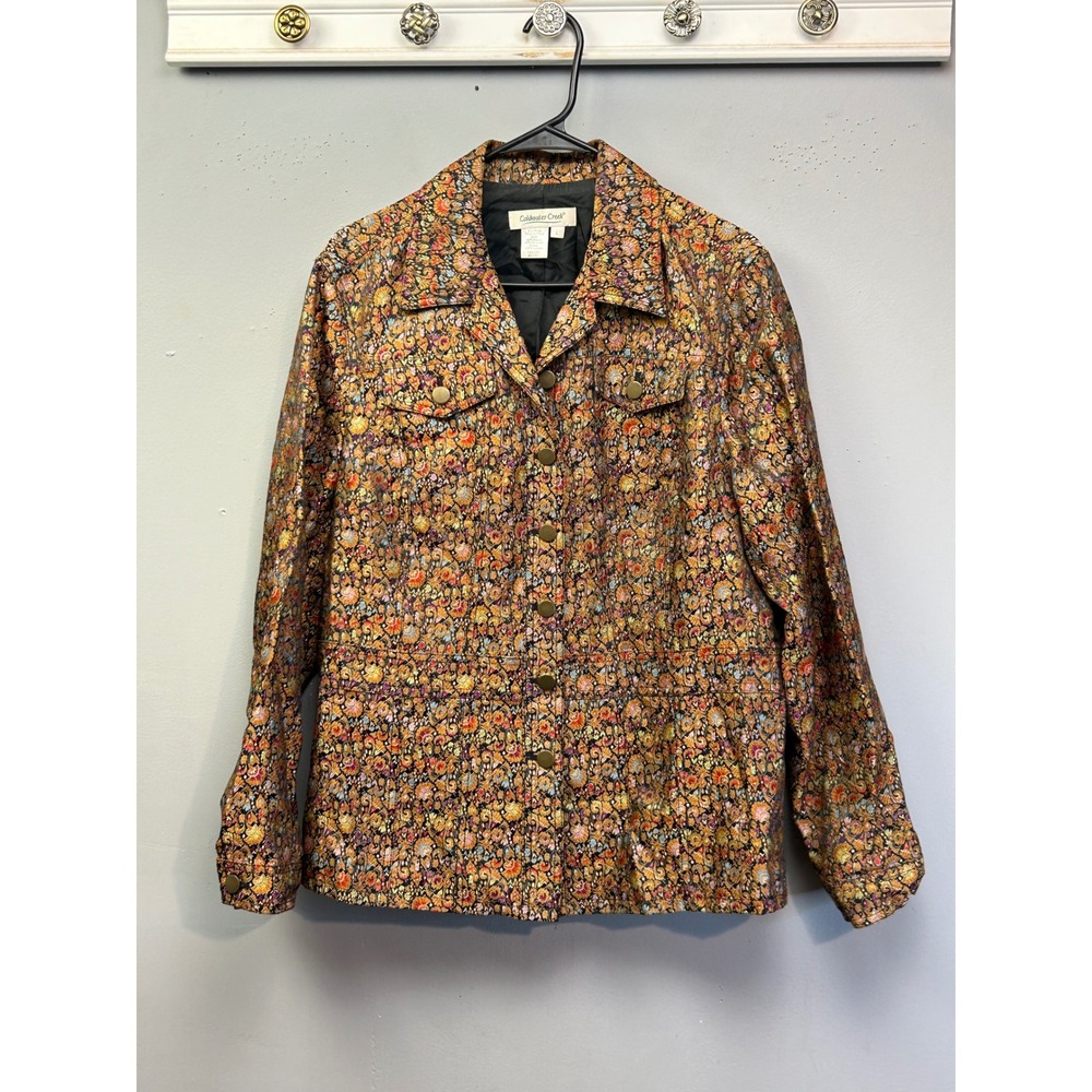 Coldwater Creek‎ Jacket Women L Multicolor Floral Tapestry Jacquard Button Front